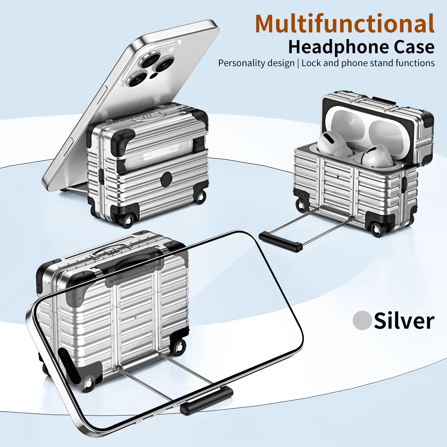 Compact Luggage-Inspired Protective Earphone Case Sleeve