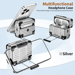 Compact Luggage - Inspired Protective Earphone Case Sleeve - AirPods 4 (Silver)