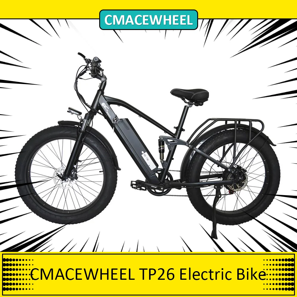 Cmacewheel Tp26 Bicicletta Elettrica 17Ah Li-Battery 26*4.0 Fat Tire 750W Potente Motore Full Suspension Mountain Bike Elettrica