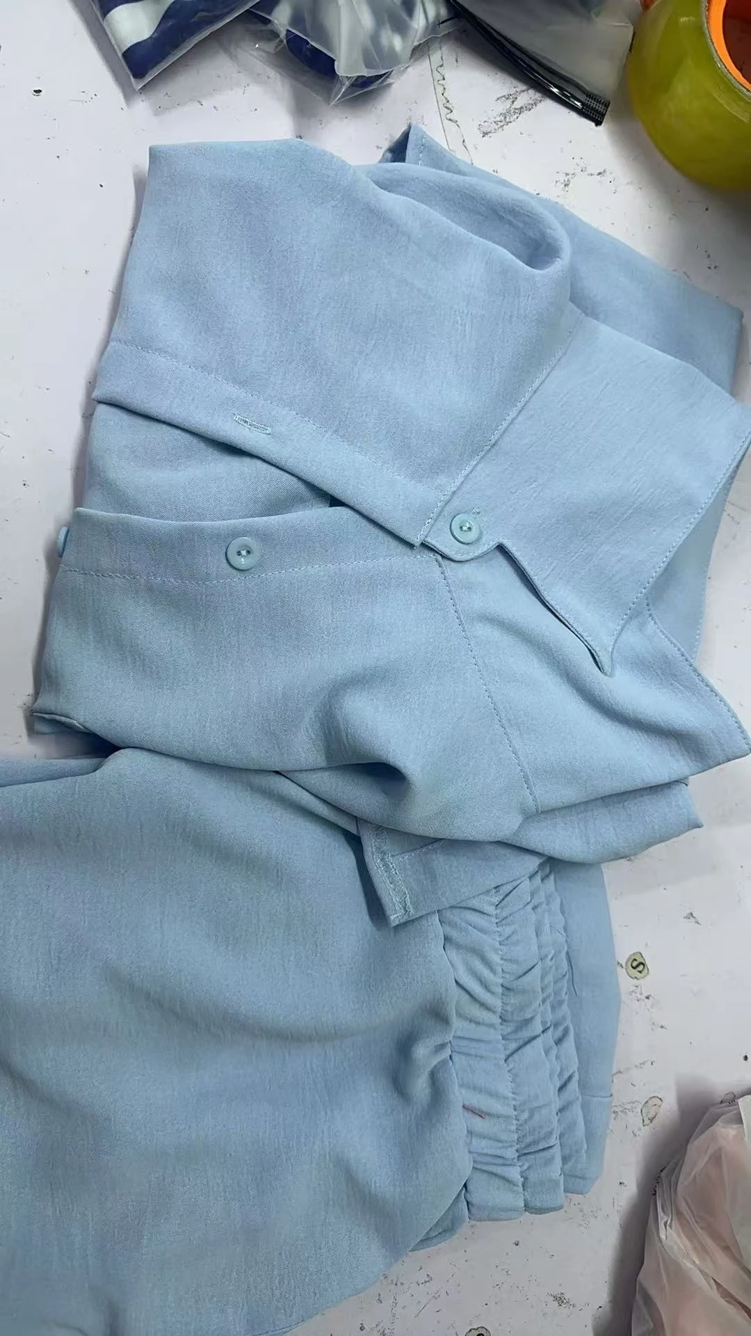 Autumn Winter Women Blouse and Wide Leg Trousers Set