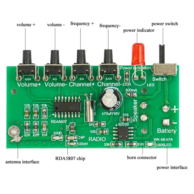 ���ο� RDA5807 FM ���� ���� ŰƮ FM ���� ��ǰ ���� DIY ���� ���� ȸ�� ���� ��ǰ