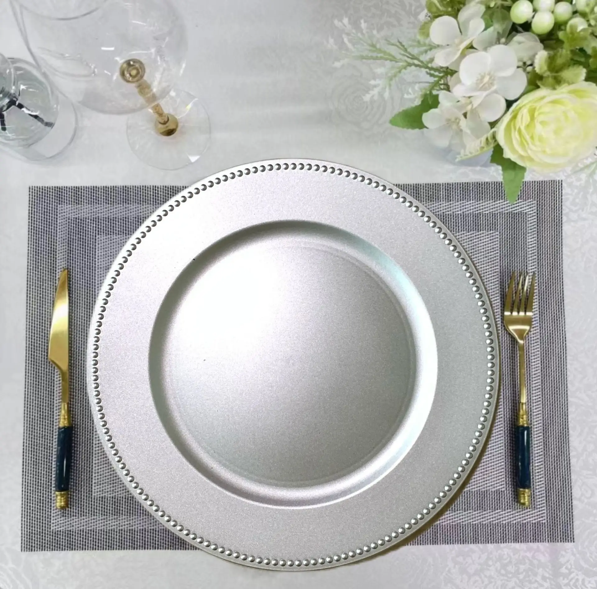 Charger Plate Plate Hangers Dollar Tree Round Beaded Charger