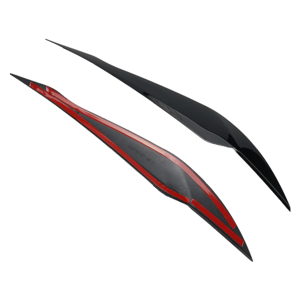 Pair For BMW 3 Series F30 F35 2013- Headlight Cover Eyelid Gloss Black Eyebrow