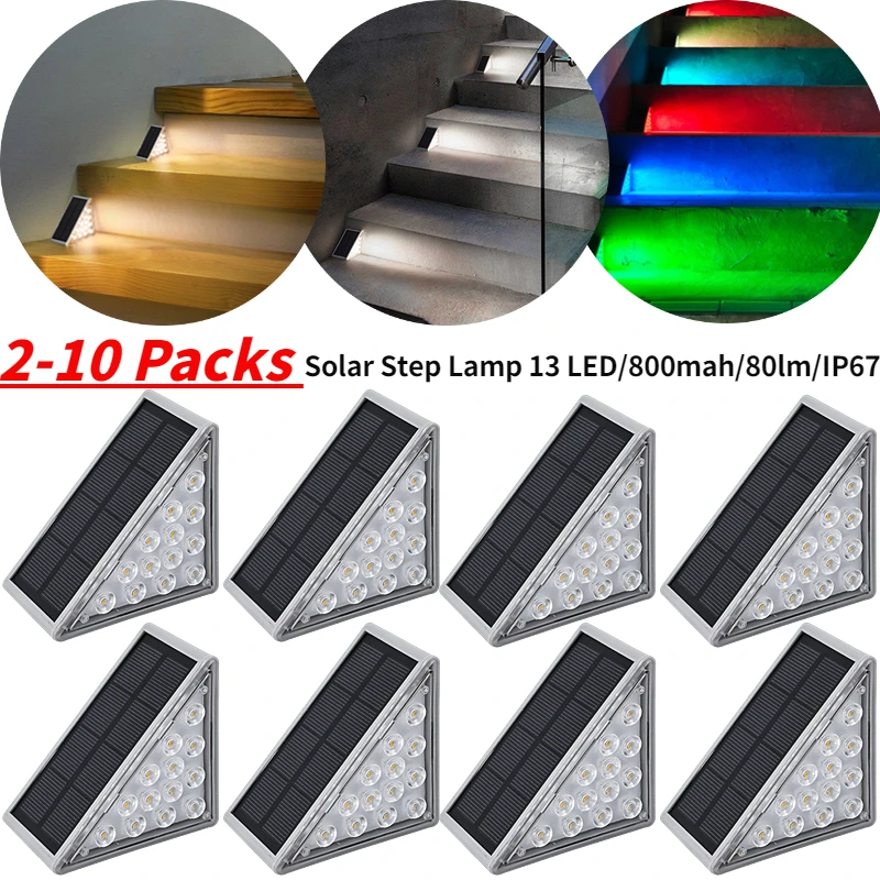 210pack Solar Light 13 Led Stair Fence Wall Lamps Sunlight Light Outdoor Garden Courtyard