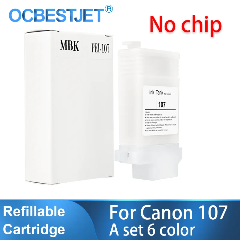 Cartucho Recarregável para Impressora Canon sem Chip Cores 130ml Pfi 107 Ipf670 Ipf680 Ipf685 Ipf770 Ipf780 Ipf785
