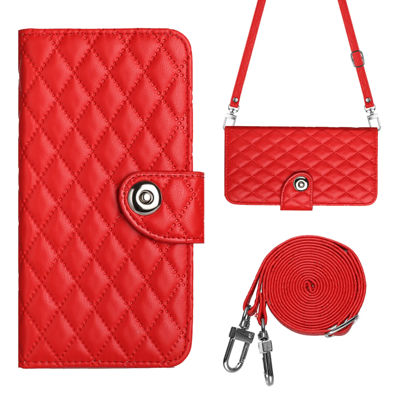 Leather Phone Case Wallet with Shoulder Crossbody Strap