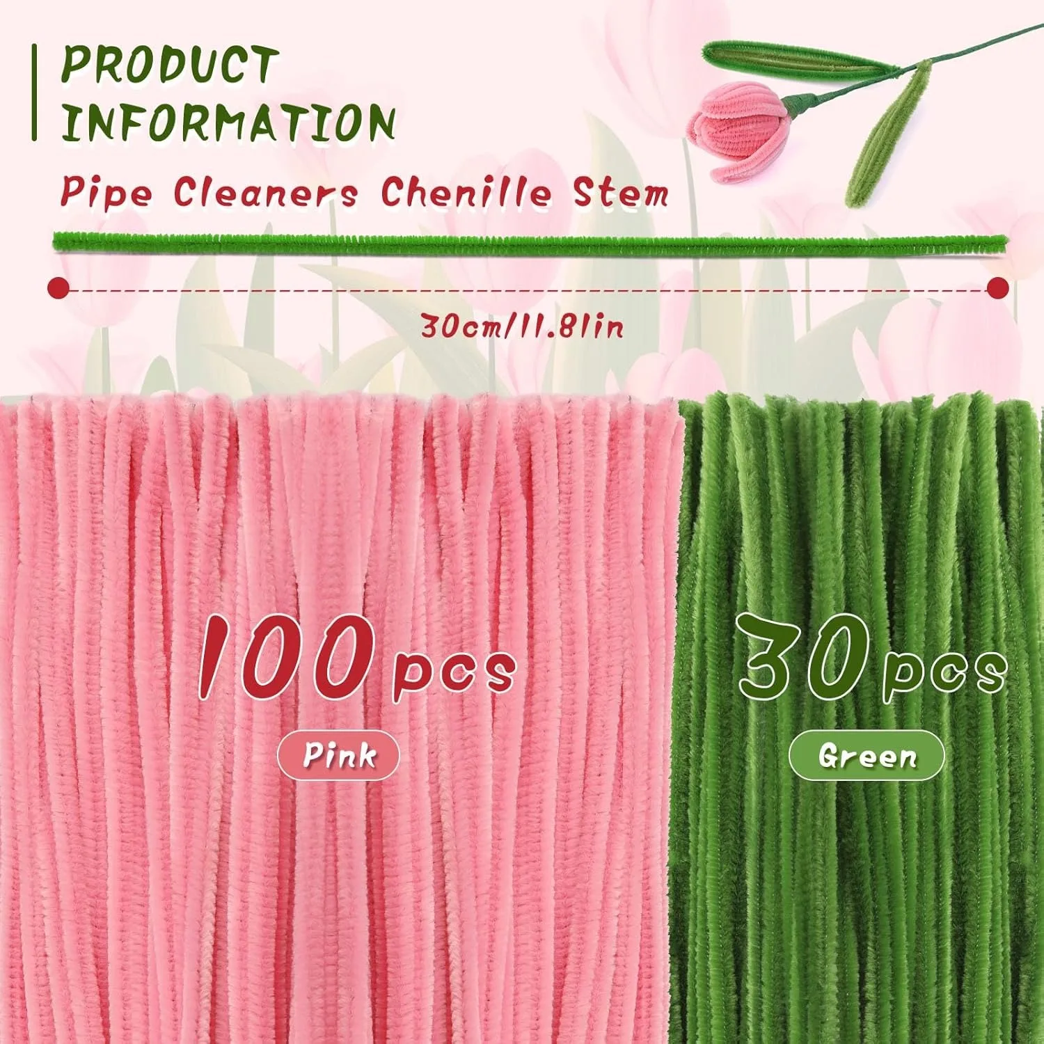 OUBAI Pipe Cleaner Flower Kit Pipe Cleaner Flowers Chenille Stems Set with Floral Wire Instructions for DIY Art