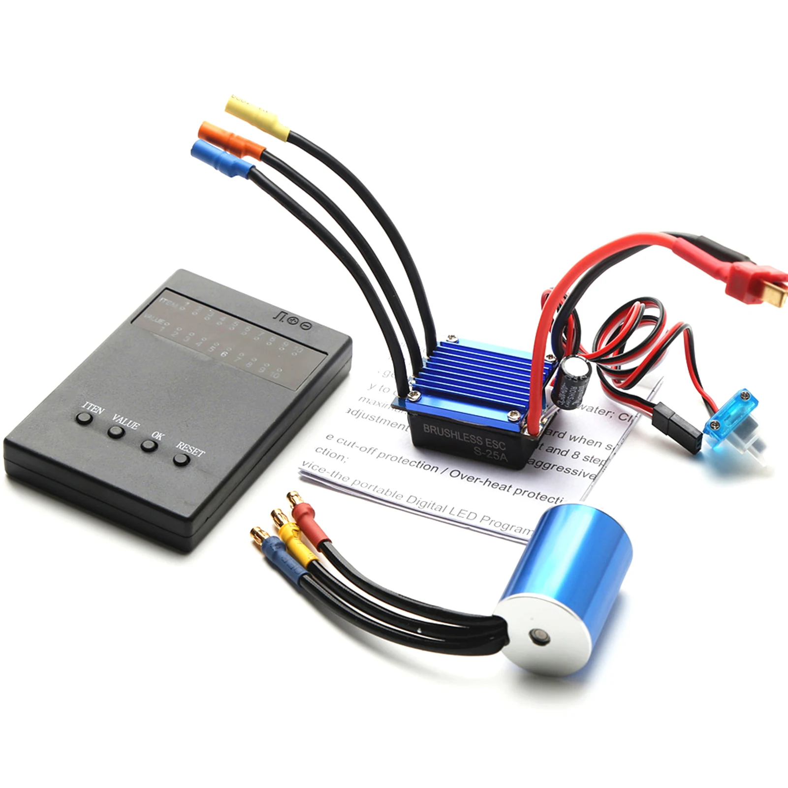2435 4500KV 브러시리스 모터 및 HSP 1/16 1/18 원격 제어 트럭 자동차 모터용 25A ESC 프로그래밍 카드 교체
