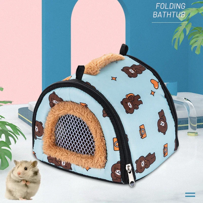 

Новая маленькая сумка для переноски домашних животных, дышащая сумка, клетка для переноски домашних питомцев, клетка для хомяка, портативная дорожная теплая Милая кровать для морской свинки