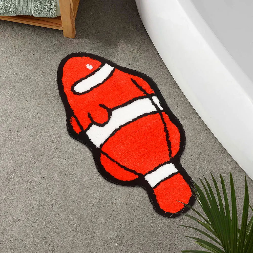 

Плюшевый детский мультяшный напольный коврик с маленькой рыбой, абсорбирующий коврик для ванной, нескользящий коврик, домашний коврик для ног, напольный коврик