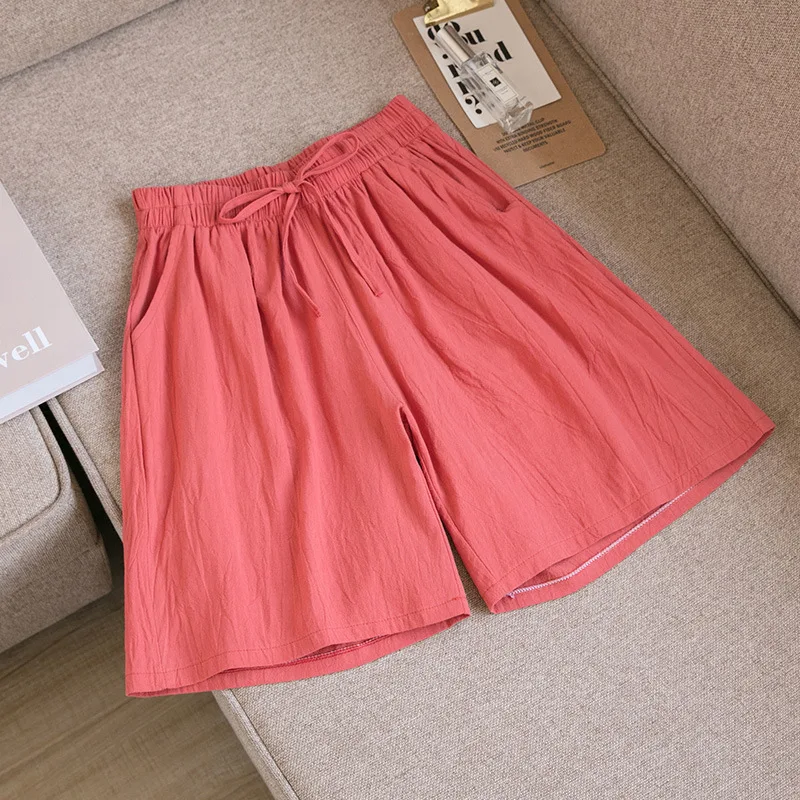 Cotton Linen Shorts Woman Basic Short Pants Mini Trousers Trafic Fashion High Waist Bottom for Women Summer Plus Size X168 linen shorts Shorts