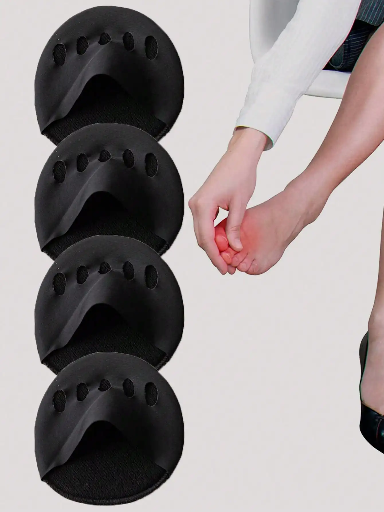 2 Black + 2 Apricot Forefoot Anti-wear Foot Pads