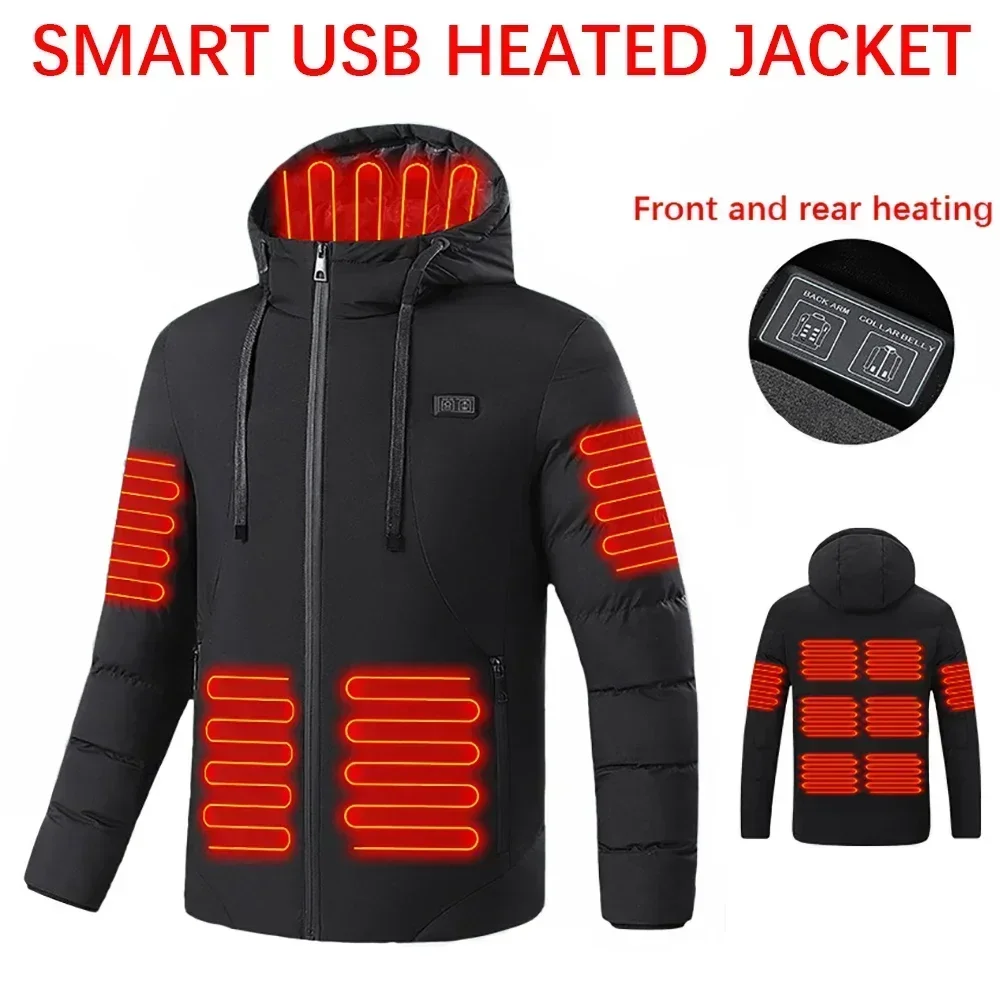 Heated Jacket Heated jacket 4-11 zone smart USB single and double control electric heated Coat winter camping hiking men's hooded Parka 6XL