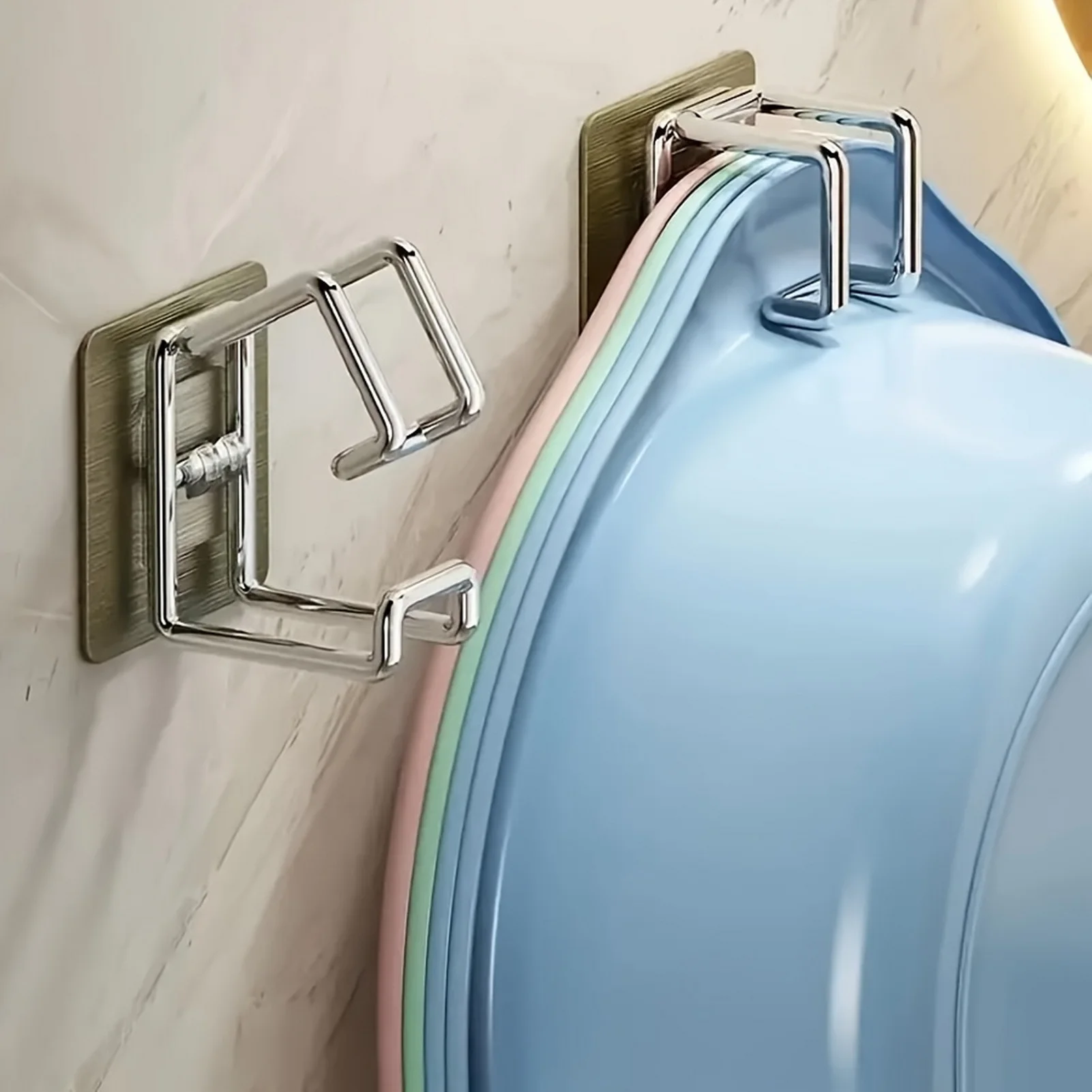 Stainless Steel Washbasin Hook Multifunctional Punch-free Kitchen Bathroom Rack Basin Storage Rack Towel Hanging Holder multifunctional hooks 1/2/4/6Pcs