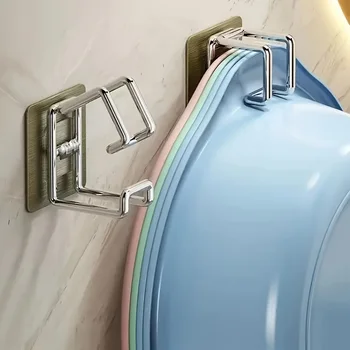 1/2/4/6Pcs Stainless Steel Washbasin Hook Multifunction Punch-free Kitchen Bathroom Rack Basin Storage Rack Towel Hanging Holder