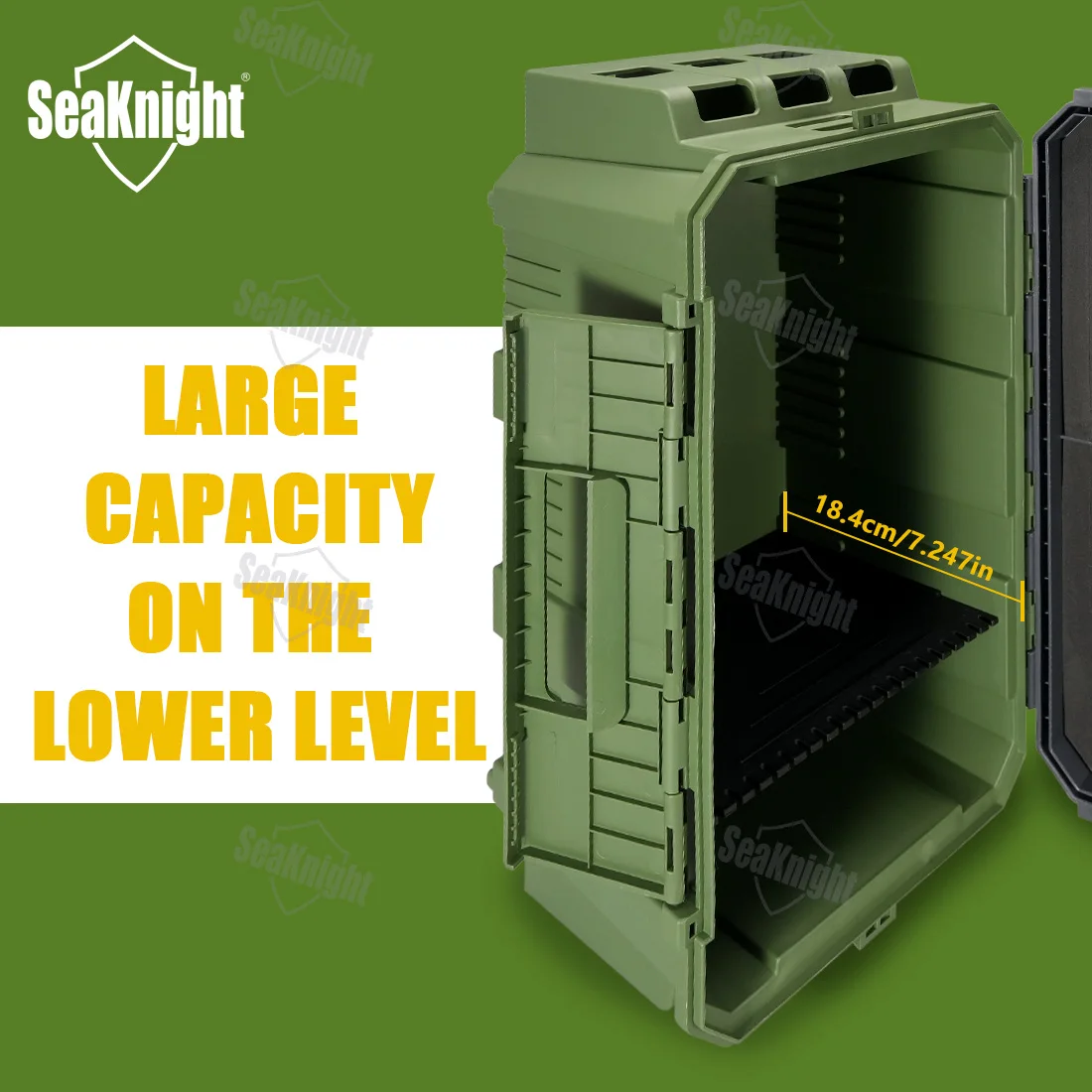 SeaKnight SK05 20L Double Layer Fishing Tackle Box – Large Capacity Hard Storage Case with Rod Holder 3