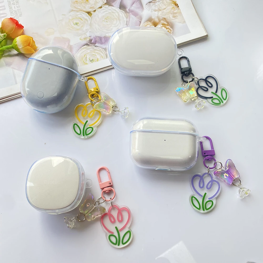 Sfor Beats Studio Buds /Fit Pro Custodia Per Auricolari Tulip Flower Cover In Silicone Trasparente Per Beats Studio Buds +/Buds2 Hearphone Box