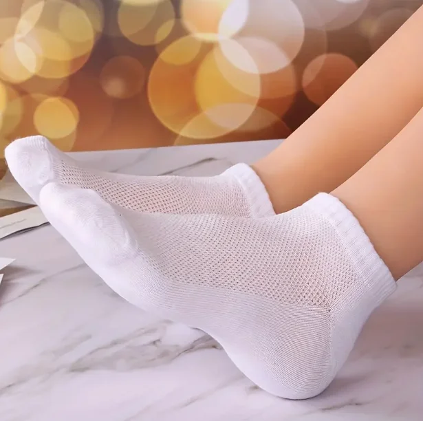 Women's Summer Mesh Ankle Athletic Running Socks Black&White&Gray Thin Low Cut Socks Breathable No Show Sports Men's Socks Image 5