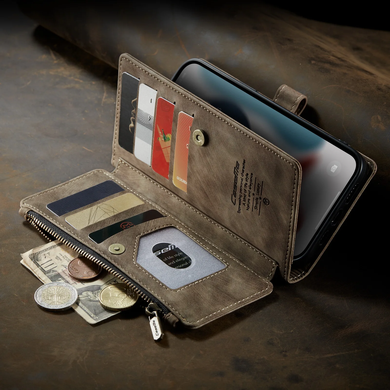 

Чехол-бумажник на молнии для iPhone 13, 12, Mini, 14, 11 Pro, XS Max, XR, X, 8, 7 Plus, кошелек, держатель для карт, подставка, кожаный чехол