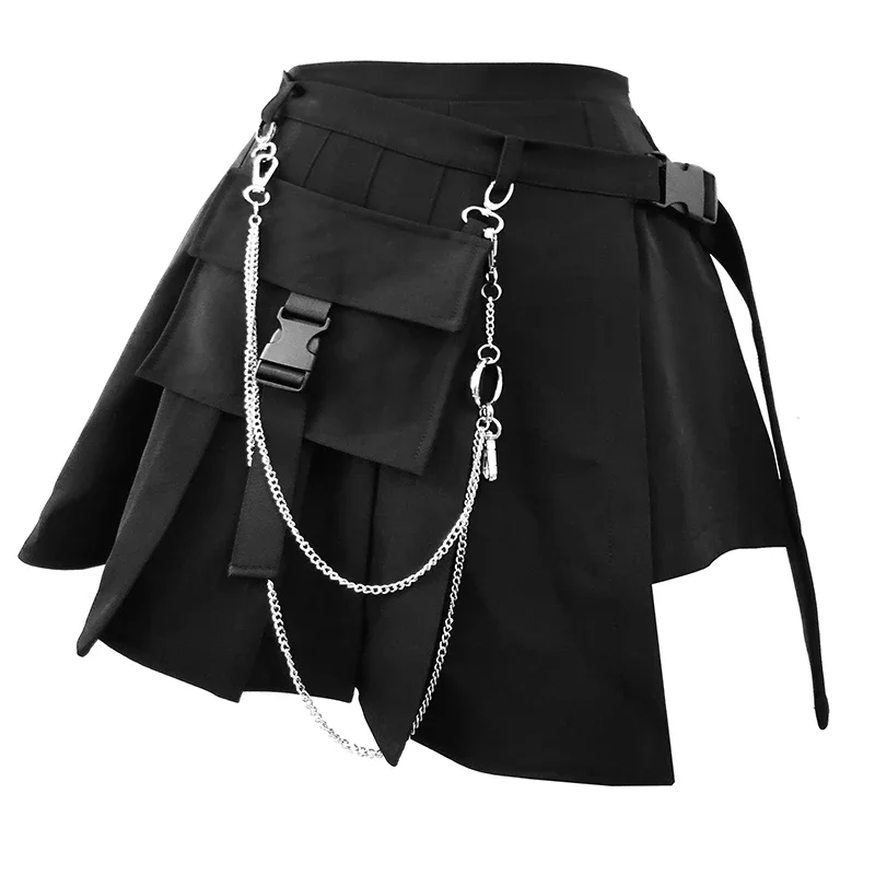 

Women Chic Pleated Mini Cargo Skirt High Waist Elegant Korean Fashion A-line Cute Casual Spring Summer Clothing