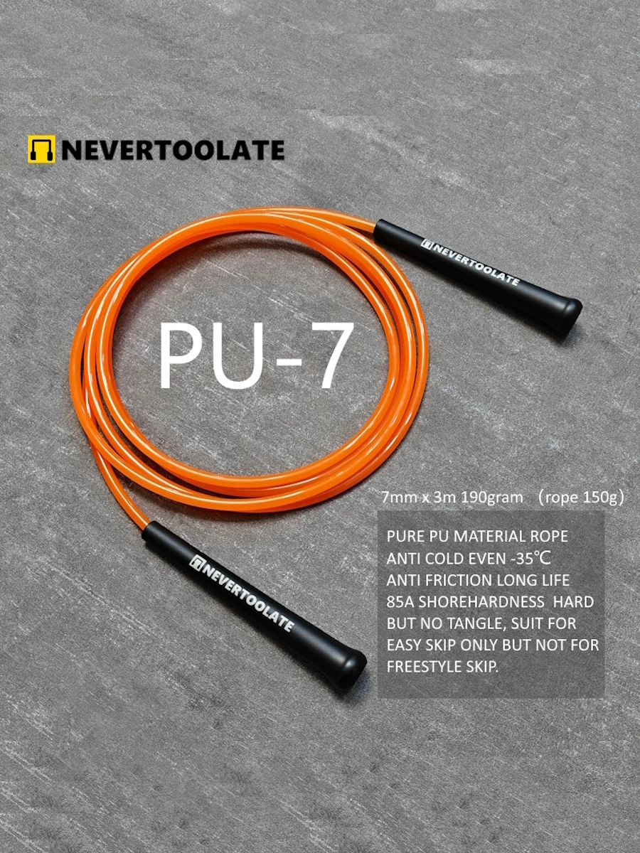 PVC AND PU MATERIAL ROPE 7mm diameter 15.5cm long handle heavy skip jump skipping roep fitness jump rope