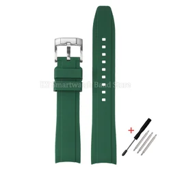 Waterproof Silicone Sport Watch Strap with Curved Ends - 20mm or 22mm - 22mm (Green)
