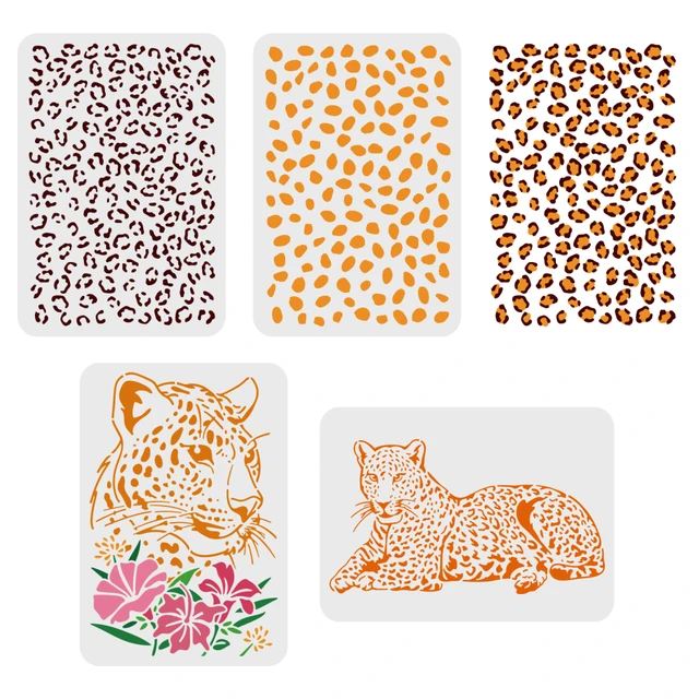 Stencil Leopard Animal Print, Painting Template Leopard