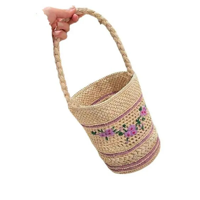 Новая плетеная Сумка из рафии, Плетеная соломенная сумка с вышивкой, ручная сумка для покупок, Женская плетеная сумка ручной работы