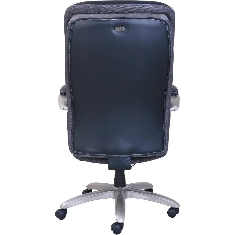 Serta® Smart Layers™ Hensley Big & Tall Ergonomic Bonded Leather High-Back Office Chair, Black/Silver 6
