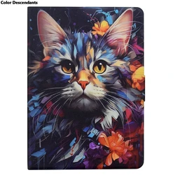 Charming Cat and Flower Flip Tablet Case with Adjustable Stand for Xiaoxin Pad 11 2025 (C)
