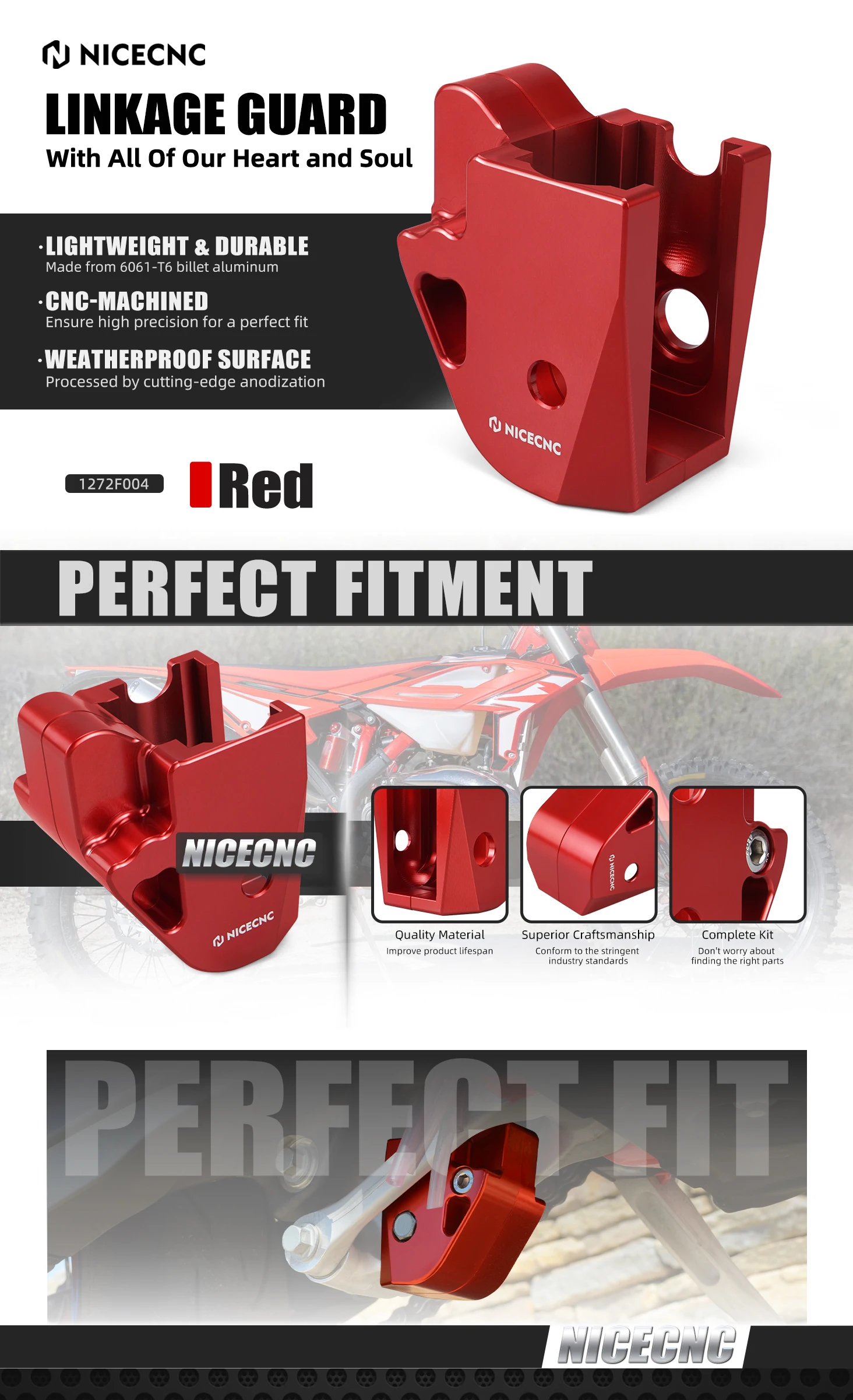 NICECNC Für Beta RR 300 2015–2024 2023 RR 250 RR 350 RR 390 RR 430 1,25 Zoll/30 mm Tieferlegungs-Link-Kit und Stoßdämpfer-Verbindungsschutz – Detail 8