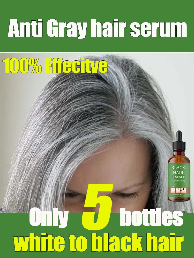 

Anti Gray white Hair Serum Remedy treatment White to black repairs natural color Darkening Products