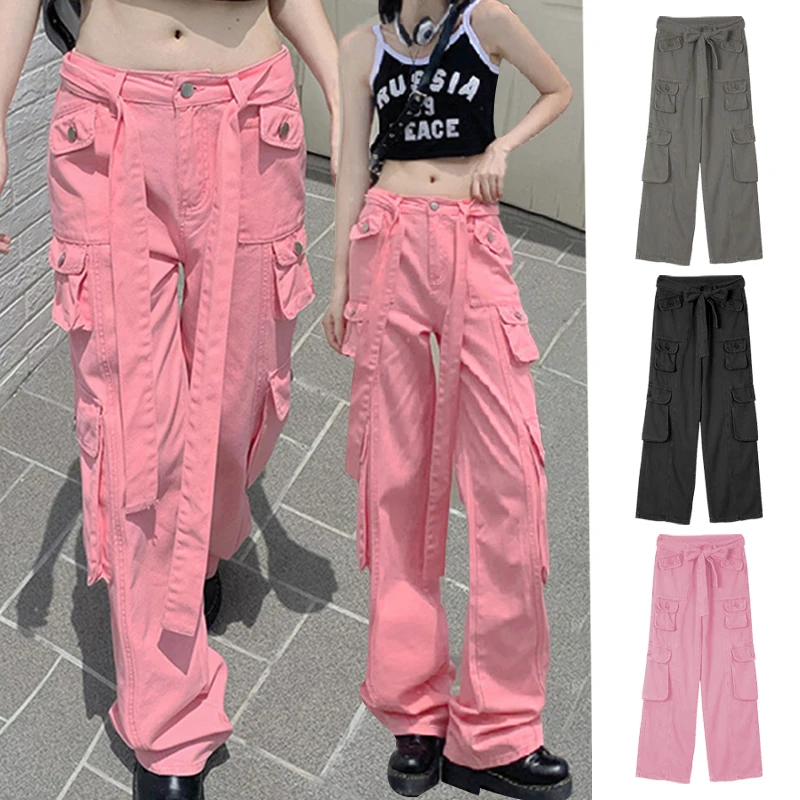 Women's Cargo Pants Quick Dry Combat Work Wide Leg Casual Loose Pants with Pockets Hip Hop Streetwear american style leggings high waist women s cargo pants with oversized multi pockets quick dry solid color drawstring for a