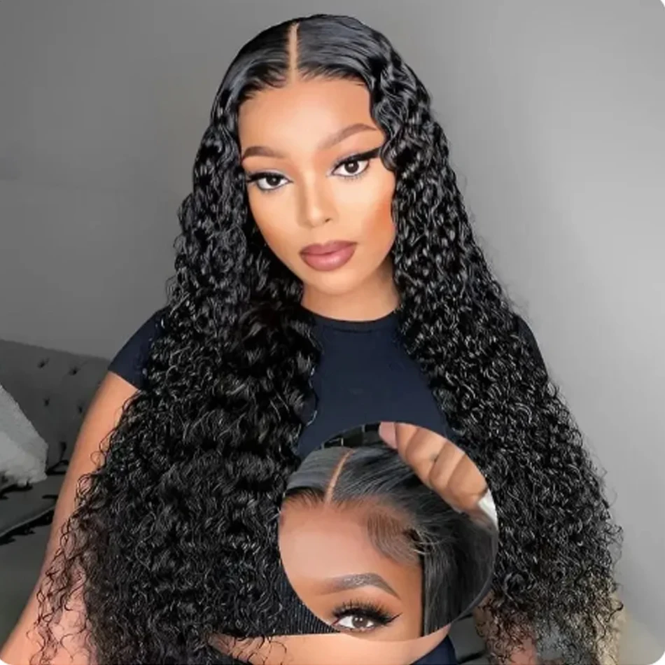 13x6 Glueless 200 Density Brazilian Deep Wave Curly HD Lace Frontal 100% Human Hair Wig For Women Preplucked Best Hair Water Wig