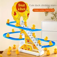 6pcs Ducklings Climbing Stairs Toy,Electric Slide Yellow Duck Toy,Toys For Boys And Girls,Holiday Gift, Light And Music Toy 2