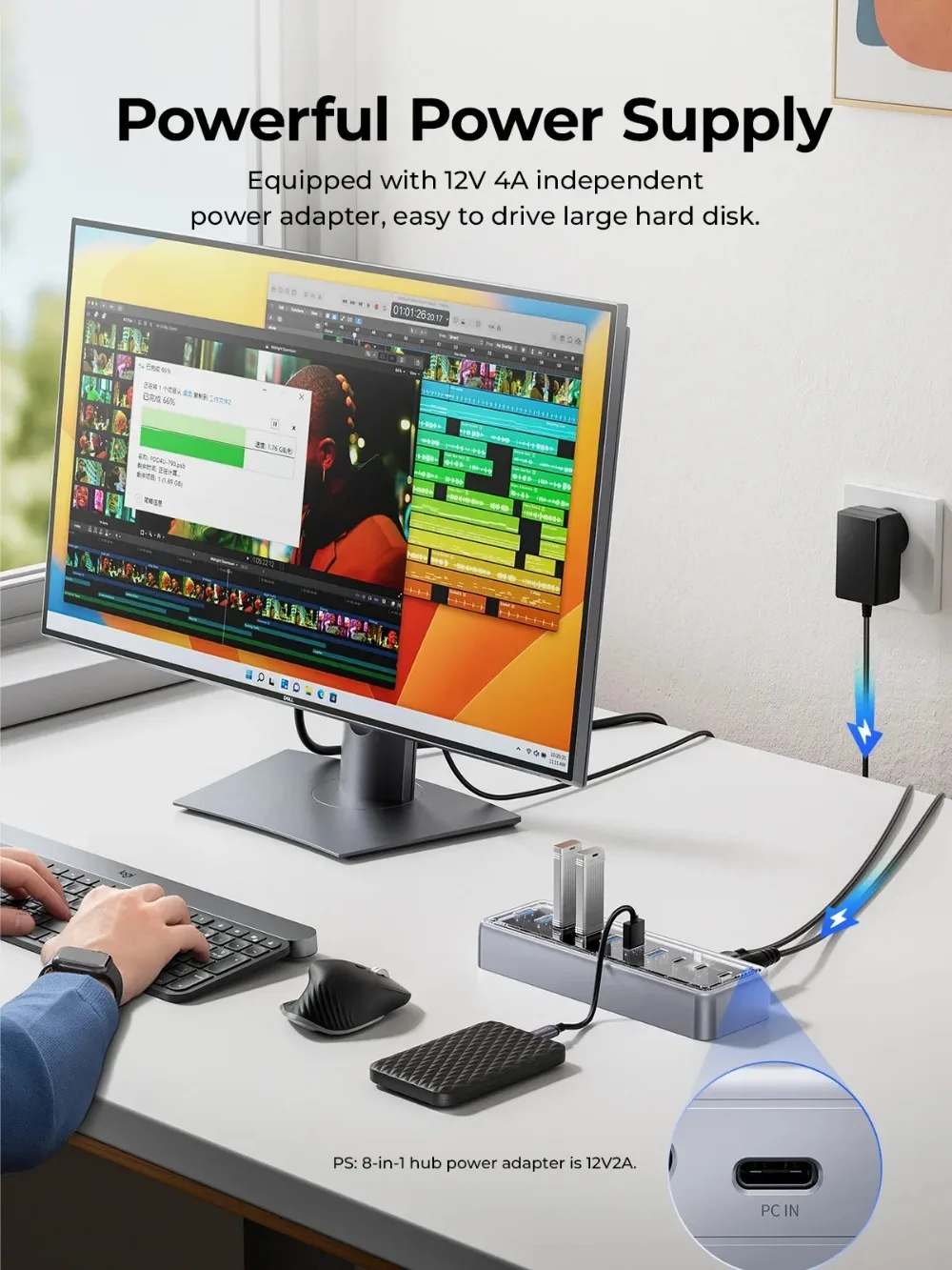 ORICO Metallic USB3.1 Hub 5Gbps High Speed Transmission 8 Ports Simultaneous Expansion Ports For All Macbook Mac Mini 3