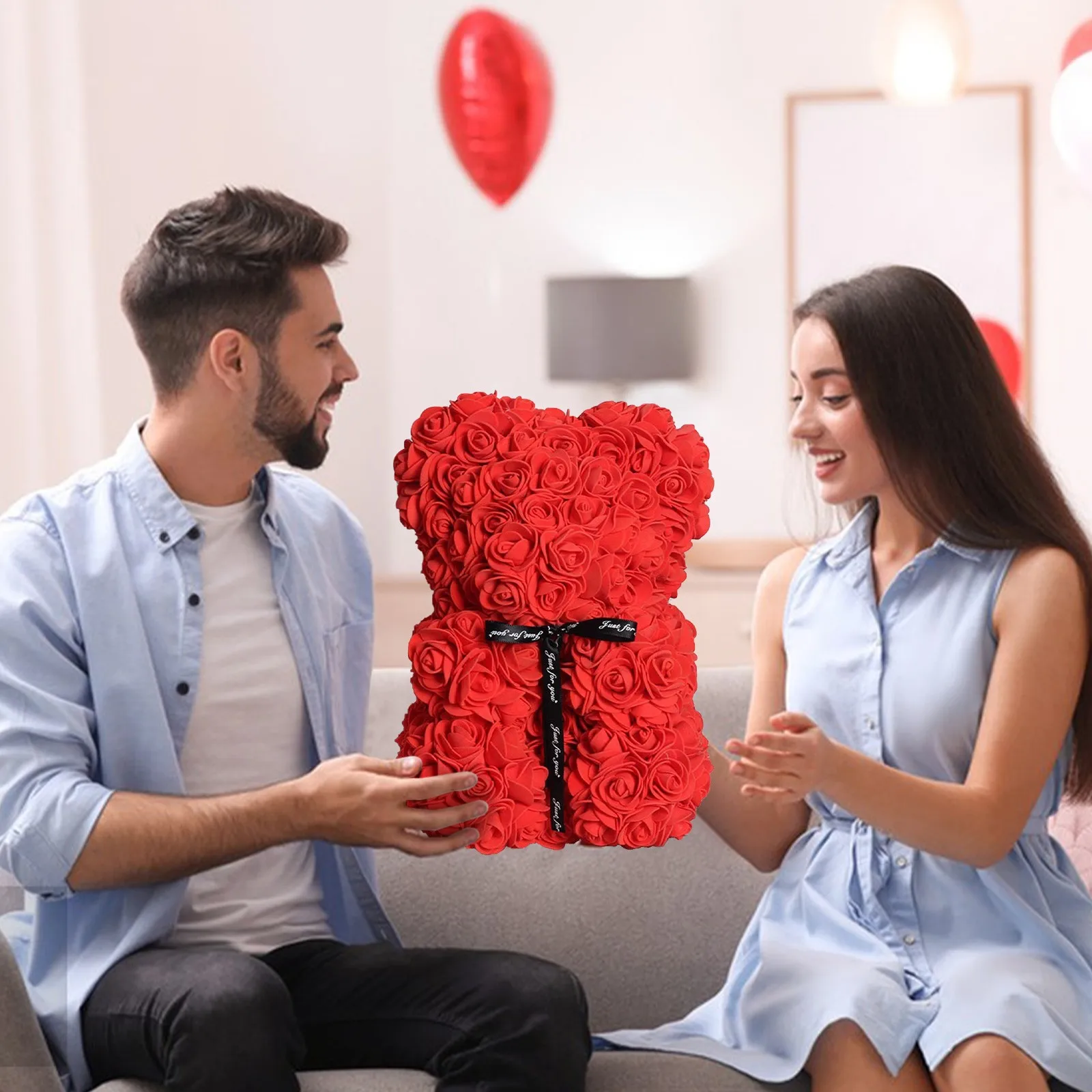 

520 Immortal Rose Bear Valentine'S Day Gift Simulation Flower PE Foam Rose Bear Happy Girl Birthday Party Decor Wedding Supplies