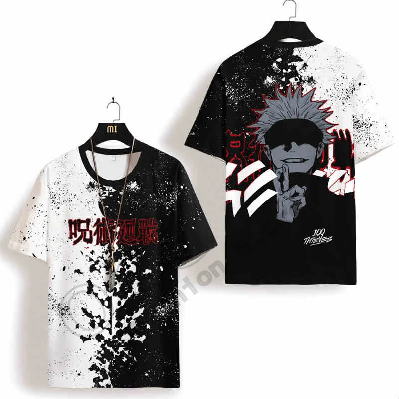 Japanese Anime Curse The Spirit Gojo Satoru Anime Around Men's And Women's Short-Sleeved T-Shirt Men Oversize New Casual T-Shirt 2