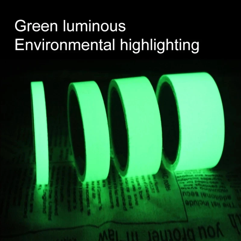 Description Picture 3 of item5 Sizes Luminous Fluorescent Night Self-adhesive Glow In The Dark Sticker Safety Security Home Decoration Warning Adhesive Tape