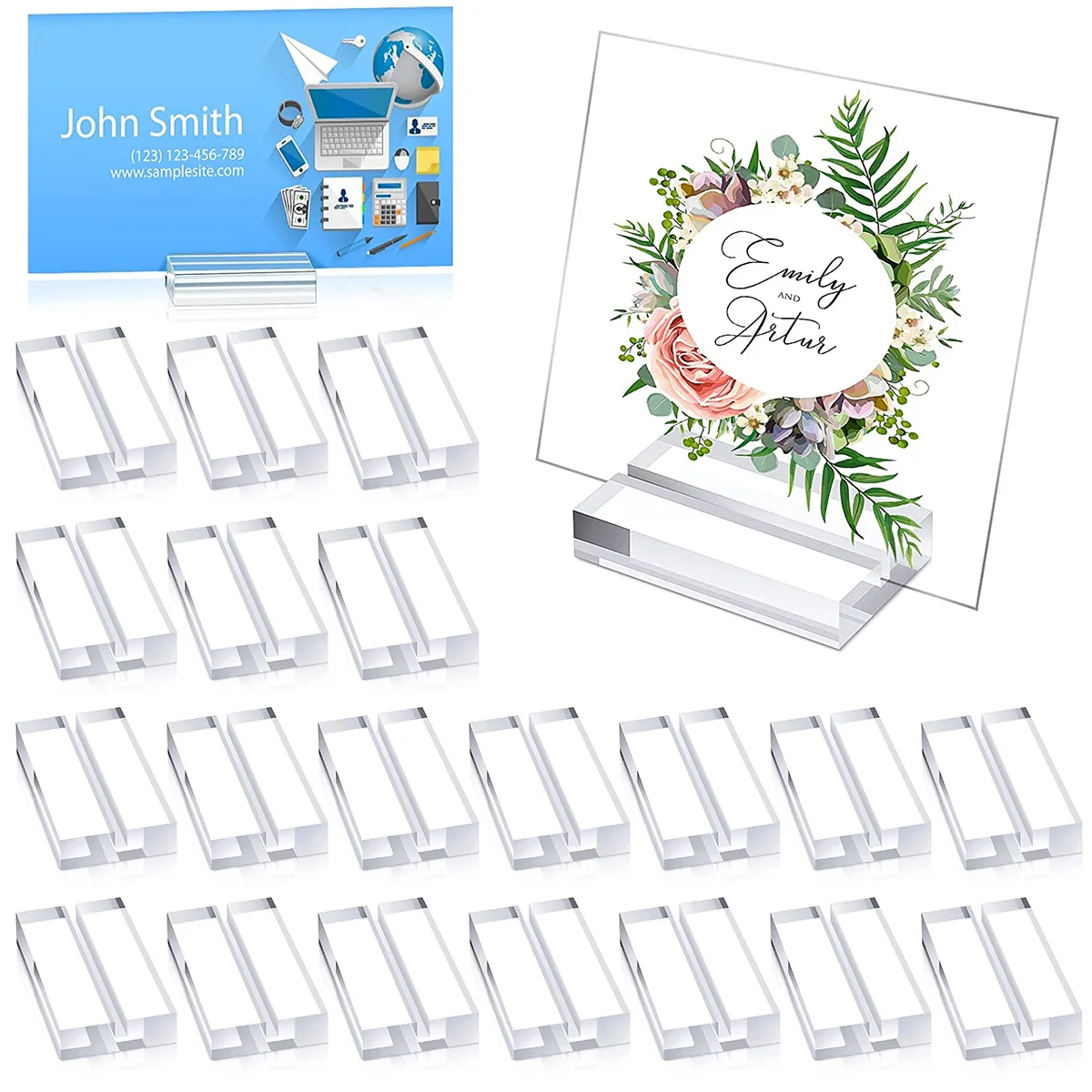 25/50Pcs Acrylic Place Card Display Stand Holders Desktop Clear Card Sign Holder for Wedding Party Photos Office Menu Meeting place card holders acrylic sign holders