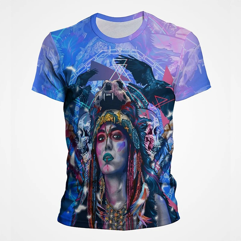 

Indian Chief Skull 3D Printed T Shirt For Men Hip-hop Vintage Women T-Shirt Streetwear Casual Oversized Mens Designer Clothes