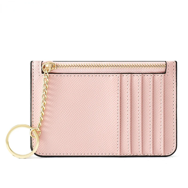 

Solid Color Card Holder for Women Super Thin Small Female Wallet Pu Leather Mini Business ID Credit Card Case Women's KeyChain