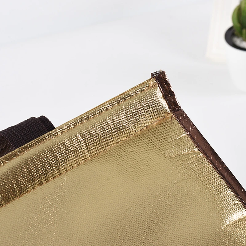 Custom Golden Thermal Insulated Cooler Bag for Cake & Chicken, Reusable Lunch Picni... - SKU TIC01428 - UGI Packaging