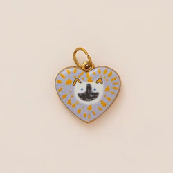 Fashionable Drip Oil Painting Color Love Cat Starry Sky Pendant Charms (Love White Cat)