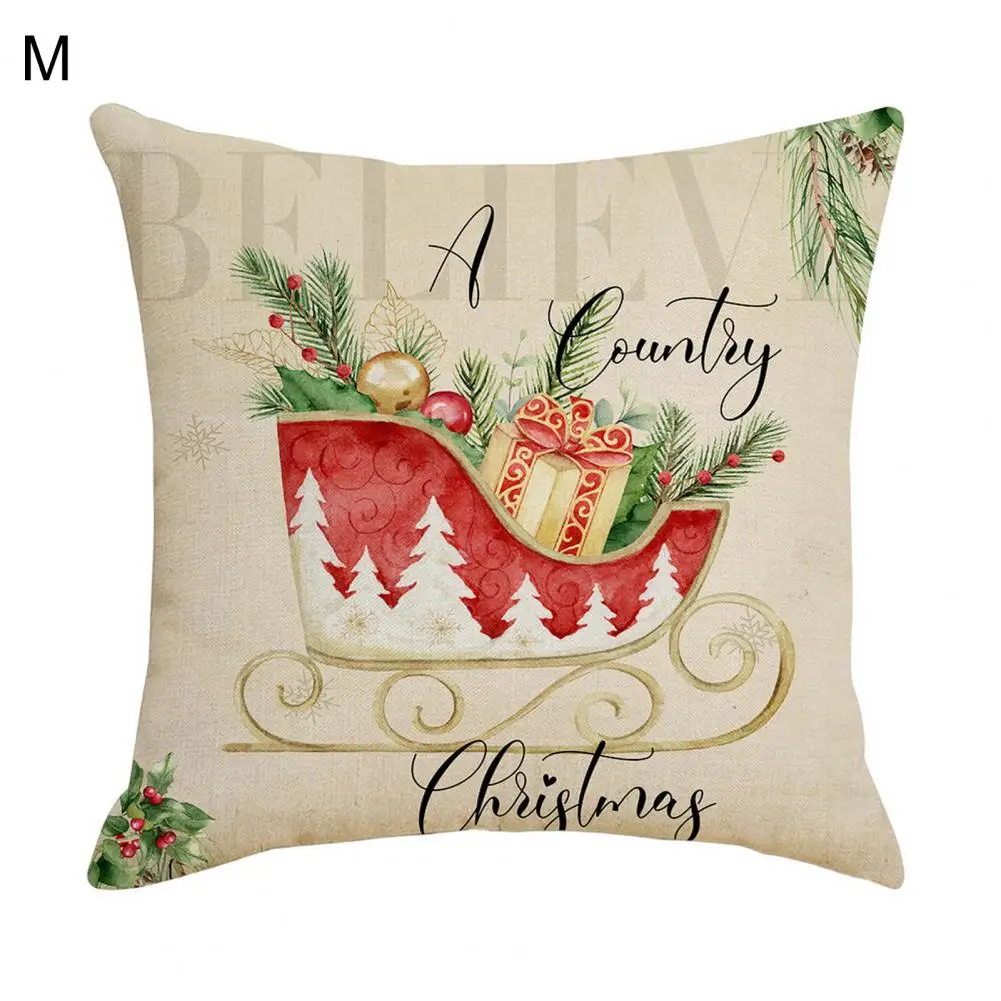 

Christmas Pillowcase Unique Hidden Zipper Flax Cushion Cover Birds Pine Tree Pillowcase Christmas Decor for Bedroom