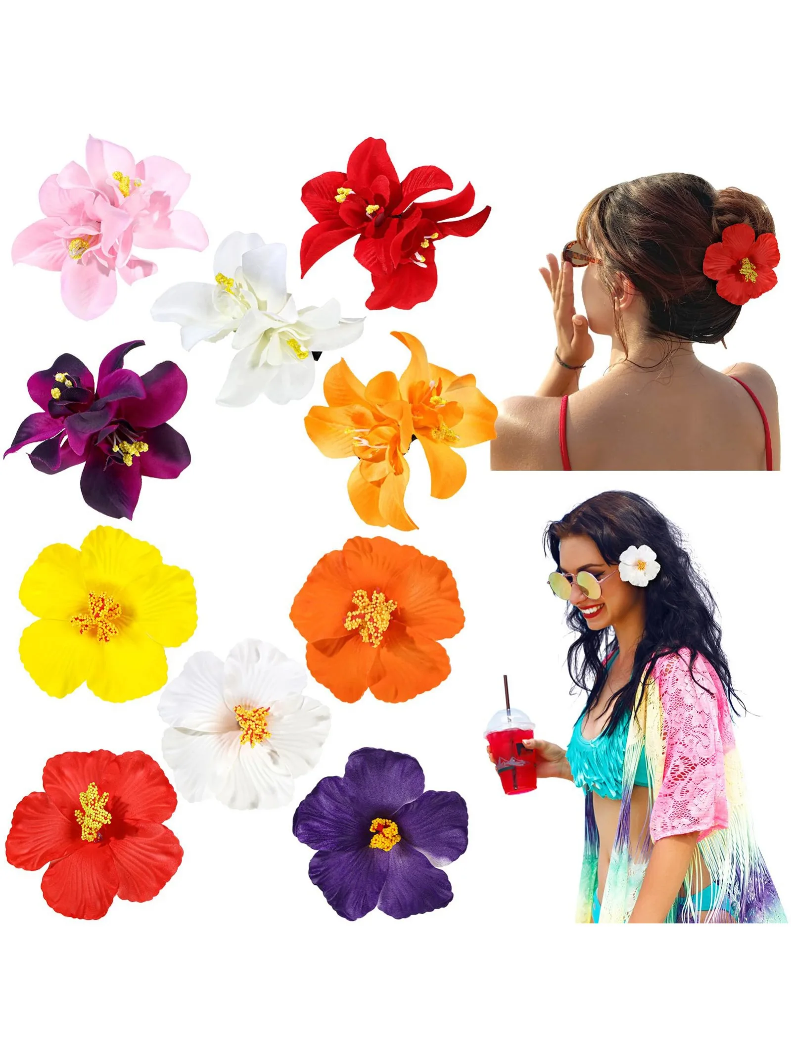 Elegante Künstliche Blumen-Haarspangen, Boho-Stil Modische Entenschnabel-Clips, Haaraccessoires für Frauen & Mädchen – Detail 1