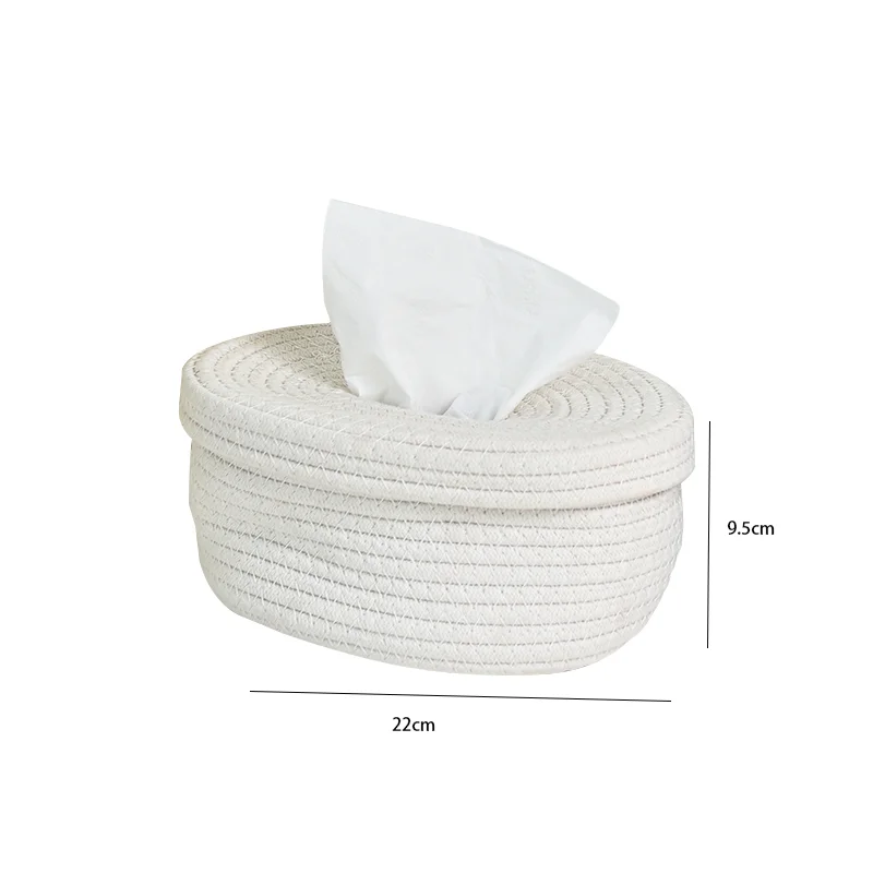 Simple Cotton Rope Woven Tissue Box Household Living Room Dining Table Tissue Storage Box Bedroom Dressing Table Tissue Box 3