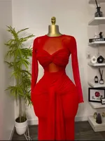 New Women's Long Dresses Sexy Round Neck Full Sleeve High Waist Elegant Splice Bodycon Evening Vestidos Maxi Party Night Dress - Image 2