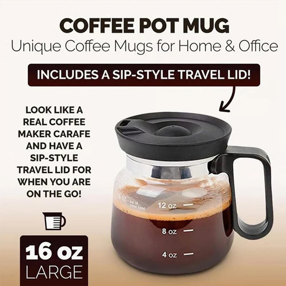 Unique Glass Coffee Pot-Shaped Mug – Large Capacity Coffee Lover's Gift