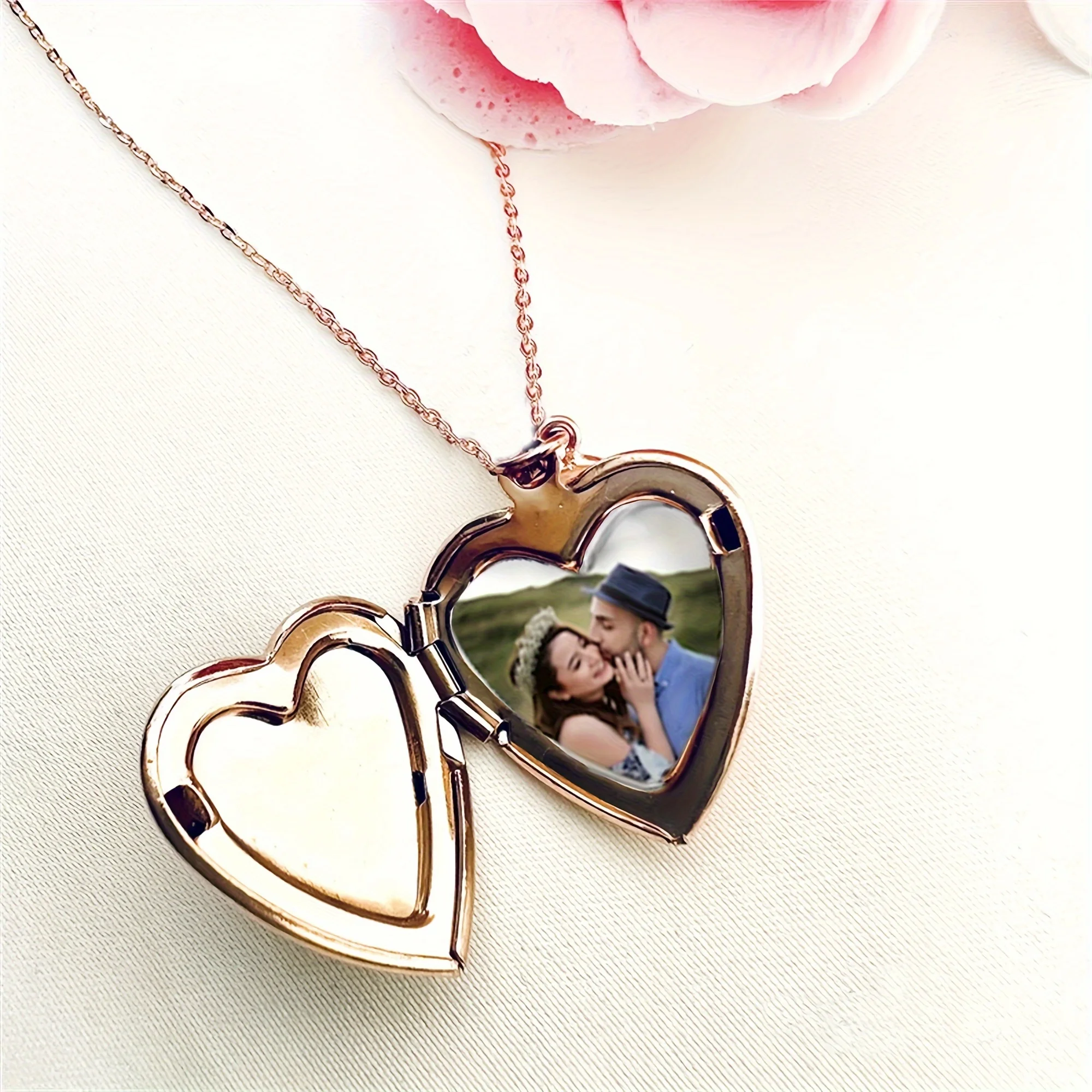 Collier pendentif cœur personnalisé avec photo 1/2 taille réelle, collier tendance pour femme, cadeau souvenir d'anniversaire personnalisé 3